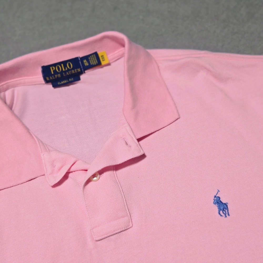 Polo Ralph Lauren Mens XL Classic Fit Pink Short Sleeve Pique Polo Shirt